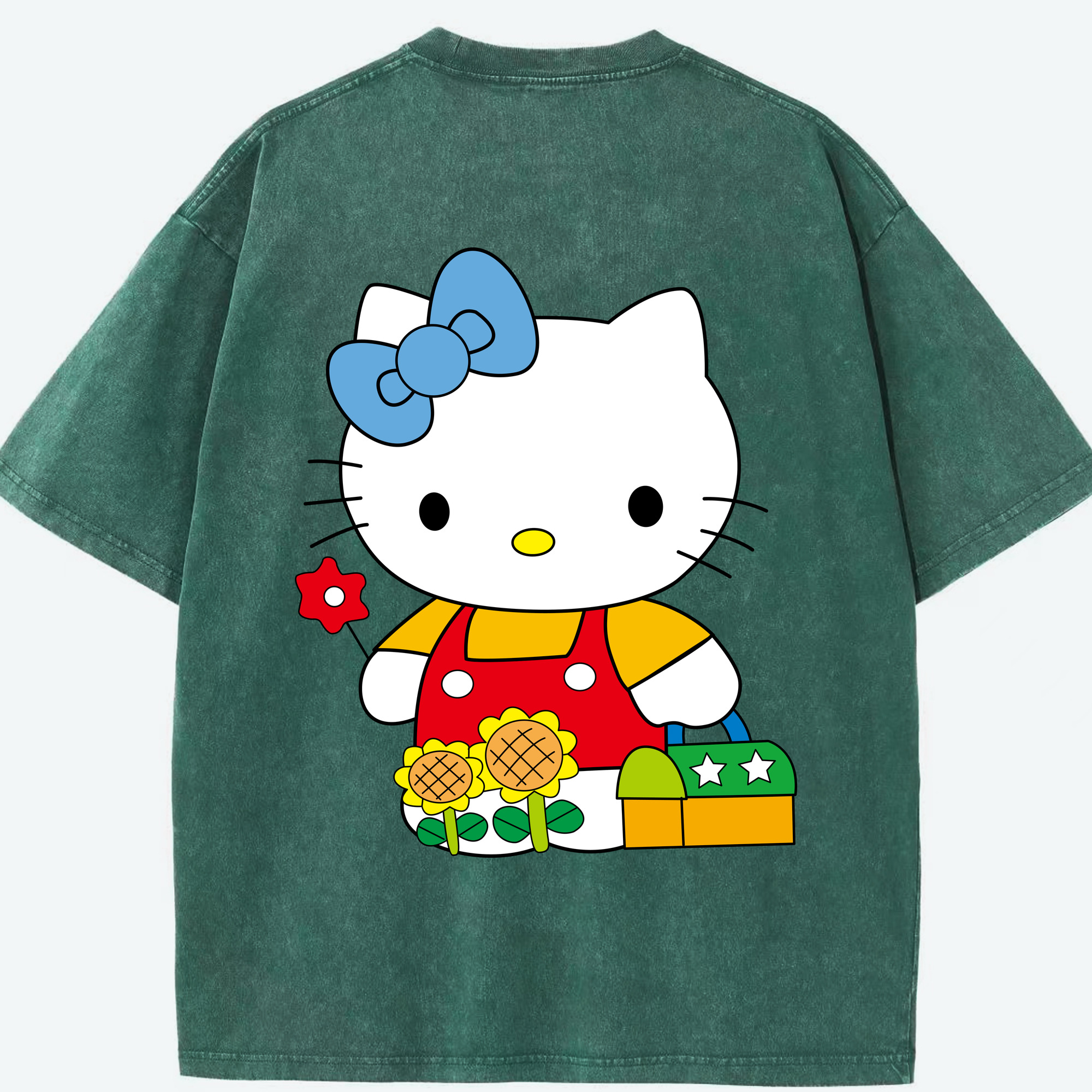 （画像用） Hello Kitty ハローキティ 綿100% ヴィンテージ風 半袖Tシャツ（背面プリント）